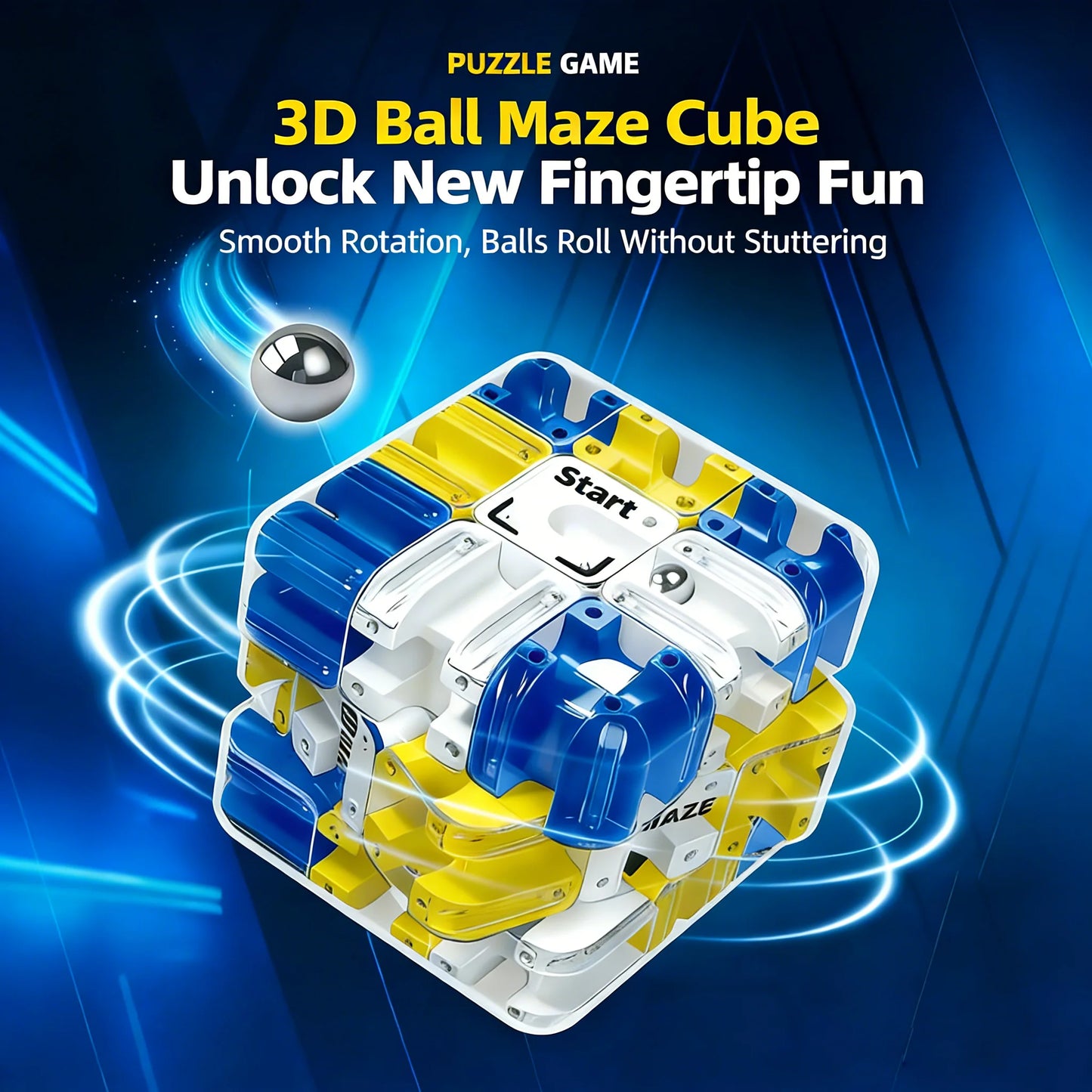 MindMaze 3D Ball-Rolling Puzzle Cube - Ultimate Brain Training Fidget Toy