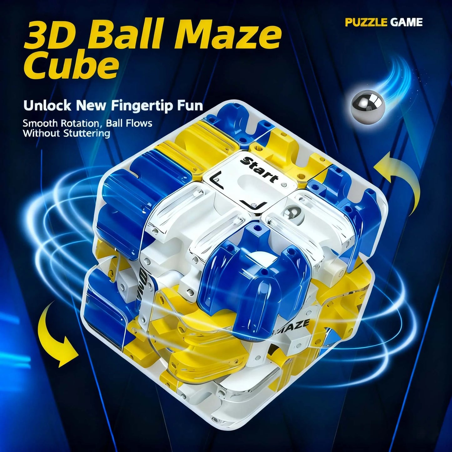 MindMaze 3D Ball-Rolling Puzzle Cube - Ultimate Brain Training Fidget Toy