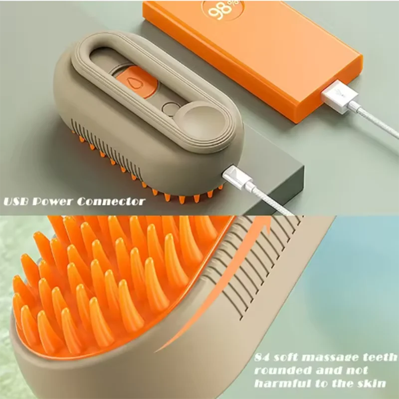 SteamPet Pro - 3-in-1 Cat Grooming Brush with Steam Spray & Massage