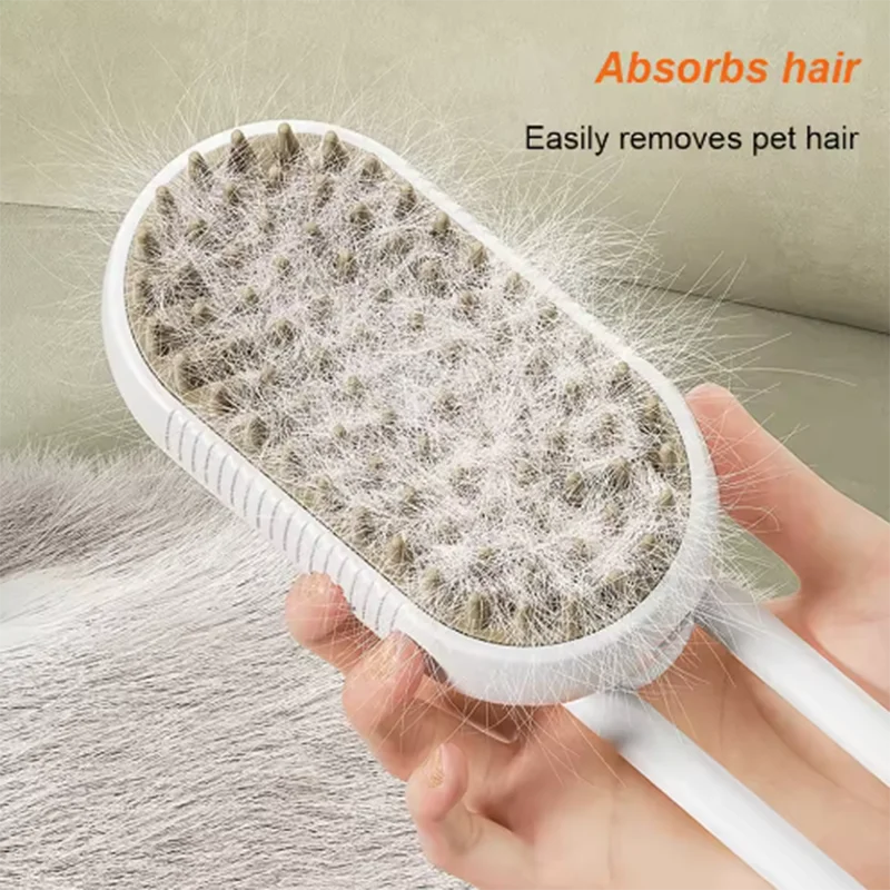 SteamPet Pro - 3-in-1 Cat Grooming Brush with Steam Spray & Massage