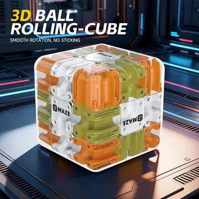 MindMaze 3D Ball-Rolling Puzzle Cube - Ultimate Brain Training Fidget Toy