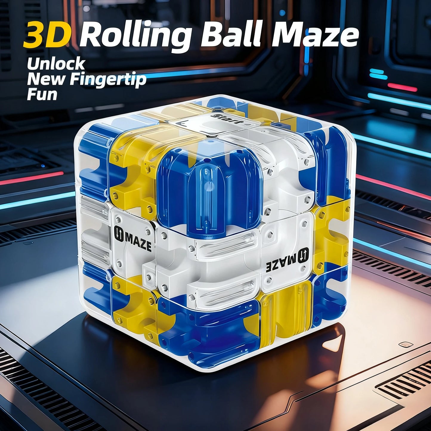 MindMaze 3D Ball-Rolling Puzzle Cube - Ultimate Brain Training Fidget Toy