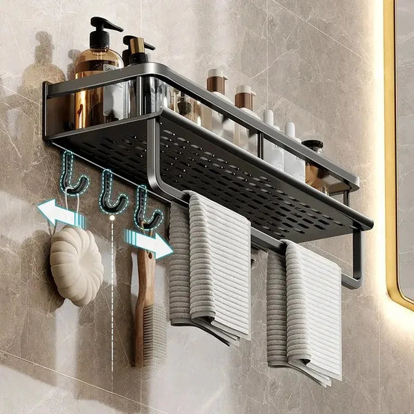 Sleek Black Shower Storage Shelf